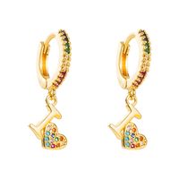 Geometric Heart-shaped Rainbow Series Earrings Copper Micro-inlaid Zircon Letter Earrings Wholesale sku image 1