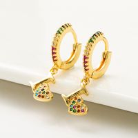 Geometric Heart-shaped Rainbow Series Earrings Copper Micro-inlaid Zircon Letter Earrings Wholesale main image 4