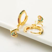 Geometric Heart-shaped Rainbow Series Earrings Copper Micro-inlaid Zircon Letter Earrings Wholesale main image 5