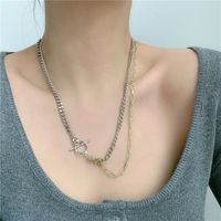 Wild Double Layer Buckle Chain Gold  Silver Two-color Simple Necklace main image 2