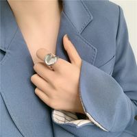 Concave Shaped Ring Fashionable Metal Texture Open Ring main image 5