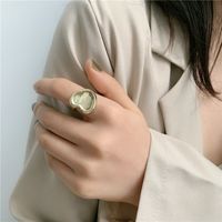 Concave Shaped Ring Fashionable Metal Texture Open Ring main image 4