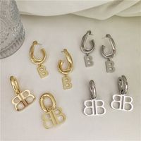 English Alphabet  Retro Gold Silver  Sense Long Style Earrings main image 1