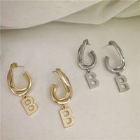 English Alphabet  Retro Gold Silver  Sense Long Style Earrings main image 3