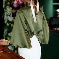 Women's Long Sleeve Blouses Bowknot Lady Commute Solid Color main image 3