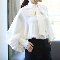 Women's Long Sleeve Blouses Bowknot Lady Commute Solid Color main image 5