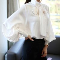 Women's Long Sleeve Blouses Bowknot Lady Commute Solid Color main image 8