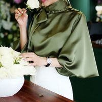 Women's Long Sleeve Blouses Bowknot Lady Commute Solid Color sku image 4