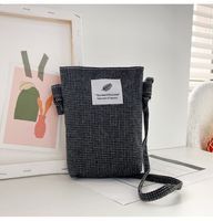 New  Check Retro Woolen Plain Cotton  Linen Mobile Phone Bag main image 5