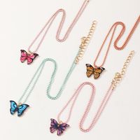 New Children's Alloy Drop Oil Fashion Butterfly Money Pendant Accessory Necklace Wholesale Necklace Set main image 3