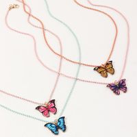 New Children's Alloy Drop Oil Fashion Butterfly Money Pendant Accessory Necklace Wholesale Necklace Set main image 4