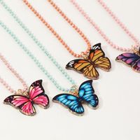 New Children's Alloy Drop Oil Fashion Butterfly Money Pendant Accessory Necklace Wholesale Necklace Set main image 5