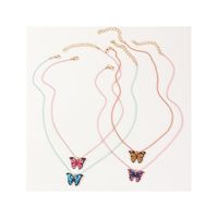 New Children's Alloy Drop Oil Fashion Butterfly Money Pendant Accessory Necklace Wholesale Necklace Set main image 6