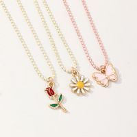Fashion Drip Oil Small Daisy Pendant Girls Sweet Jewelry Gift Necklace Clavicle Chain main image 4