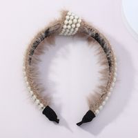 Otoño Coreano Nuevo Simple Nail Pearl Plush Anudado Aro De Pelo Retro Nudo Medio Accesorios Para El Cabello main image 4