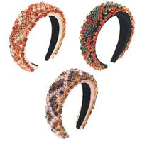 Heavy Industry Baroque Headband Sponge Crystal Glass Beads Three-color Headwear Prom Bridal Hair Accessories main image 1