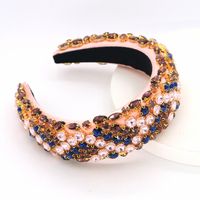 Heavy Industry Baroque Headband Sponge Crystal Glass Beads Three-color Headwear Prom Bridal Hair Accessories main image 6