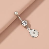 Water Drop Inlaid Zircon Belly Button Nails Puncture Ring main image 2