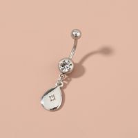 Water Drop Inlaid Zircon Belly Button Nails Puncture Ring main image 4