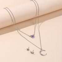 Hot Selling Fashion Star Moon Multilayer Necklace Earrings Set Wholesale main image 3