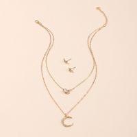 Hot Selling Fashion Star Moon Multilayer Necklace Earrings Set Wholesale main image 4