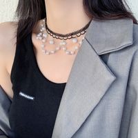Mode Neue Perle Spitze Quaste Legierung Schlüsselbein Kette Halskette Für Frauen Großhandel main image 3