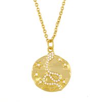 Fashion Hip-hop Style Retro Gold Coin Micro-inlaid Zircon Snake-shaped Copper Necklace Sweater Chain For Women main image 4