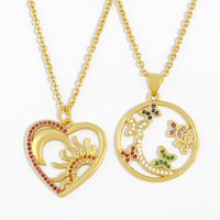 Butterfly Pendant Clavicle Chain Simple Sun Moon Diamond Sweater Chain Necklace main image 1