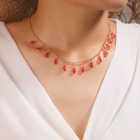 Korean Fashion Colorful Diamond Drop Alloy Necklace For Women Hot-saling main image 1