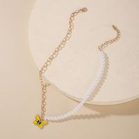 Moda Coreana Nuevo Collar De Una Sola Capa Con Colgante De Mariposa De Perlas Simples main image 5