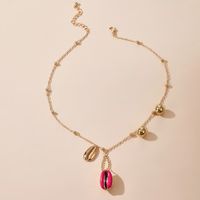 Mode Nouveau Collier Pendentif Simple Perle Ronde Coquille Colorée main image 3