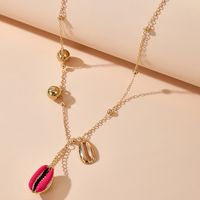 Mode Neue Bunte Muschel Einfache Runde Perlen Anhänger Halskette main image 4