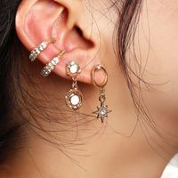 Jewelry Wholesale Punk Style C-shaped Diamond Earrings Non-pierced Star Earrings main image 1
