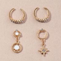 Jewelry Wholesale Punk Style C-shaped Diamond Earrings Non-pierced Star Earrings main image 3