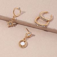 Jewelry Wholesale Punk Style C-shaped Diamond Earrings Non-pierced Star Earrings main image 4