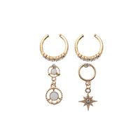 Jewelry Wholesale Punk Style C-shaped Diamond Earrings Non-pierced Star Earrings main image 6
