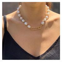 Fashion New Golden Pendant Shaped Pearl Necklace For Women Hot-saling main image 1
