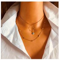 Simple Retro Gold Star Small Eyes Pendant Necklace Multilayer Alloy Necklace main image 1