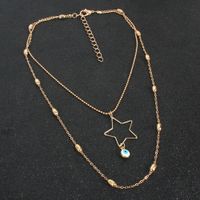 Simple Retro Gold Star Small Eyes Pendant Necklace Multilayer Alloy Necklace main image 3