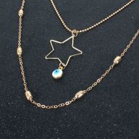 Simple Retro Gold Star Small Eyes Pendant Necklace Multilayer Alloy Necklace main image 5