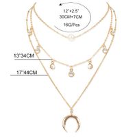 Retro Alloy Geometric Moon Pendant Diamond All-match Necklace For Women main image 6