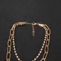 Einfache Retro-legierung Ring Anhänger Doppel Diamant Halskette Schmuckkette Halskette main image 5