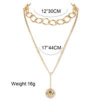 Fashion New Gold Thick Chain Flower Medallion Alloy Pendant Necklace main image 6