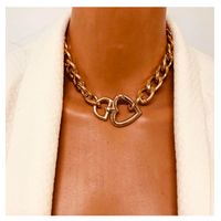 New Fashion Punk Style Thick Chain Alloy Heart Pendant Clavicle Chain Necklace main image 1