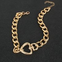New Fashion Punk Style Thick Chain Alloy Heart Pendant Clavicle Chain Necklace main image 4