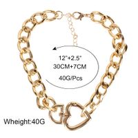 New Fashion Punk Style Thick Chain Alloy Heart Pendant Clavicle Chain Necklace main image 5