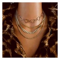 Simple Heart Hollow Chain Handmade Multilayer Necklace main image 1
