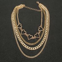 Simple Heart Hollow Chain Handmade Multilayer Necklace main image 3