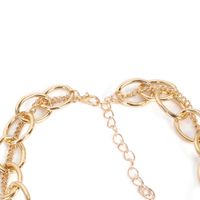 Gold Thick Chain Round Pendant Alloy Double Layer All-match Necklace Accessories main image 4