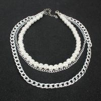 Creative Fashion Thick And Thin Chain Pearl Multi-layer Necklace Clavicle Chain Jewelry Necklace main image 5
